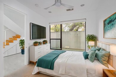 Bedroom with recessed lighting, visible vents, and