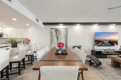 Dining area with recessed lighting