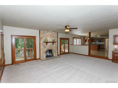 Spacious family room with access to the deck