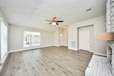 Living Room with Rock Fireplace