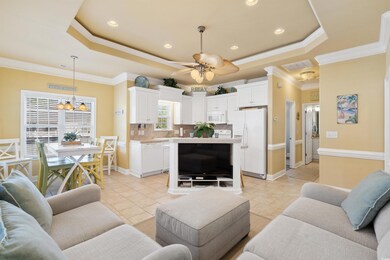 Living room with baseboards, recessed lighting, ce