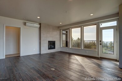 Floor to ceiling tile fireplace