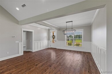 View from living area into dining room.