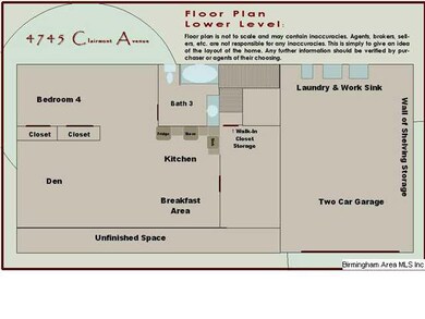 Floor Plan, Level Level. This is not to scale and 