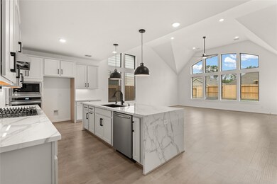 Beautiful kitchen with waterfall island.
