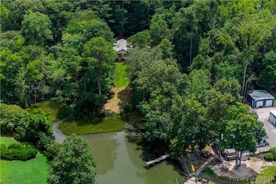 Aerial view of property's secluded location on tranquil cove of Sturgeon Creek