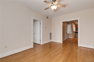Unfurnished room with light wood-type flooring and