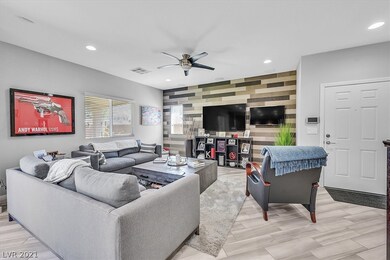 Family room with beautiful focal wall