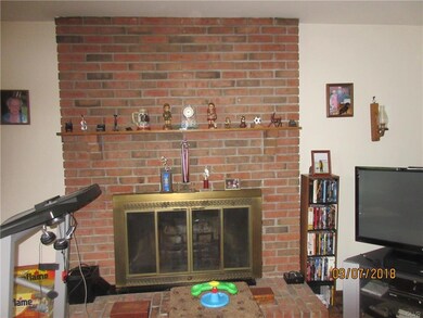 Close up of the brick fireplace
