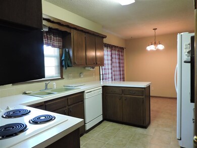 Kitchen has tile floors and all appliances stay