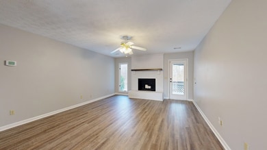 Great room has masonry fireplace
