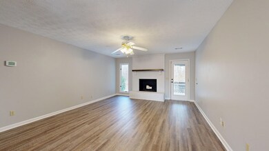 Great room has masonry fireplace