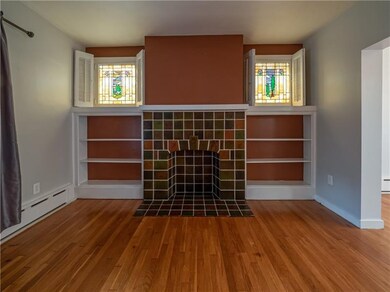 Custom built in shelves and stain glass windows fl