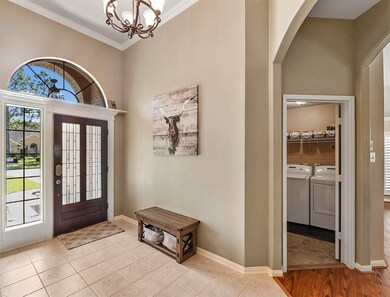 Leaded glass door at tiled entry ~