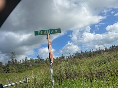 ENTERING THE HAWAIIAN ACRES/FERN ACRES SIGN AREAS, BEAR LEFT AT THIS SIGN. CONTINUE ON PUHALA ST. INTO HAWAIIAN ACRES.
