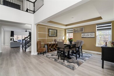 Dining area with light hardwood / wood-style floor