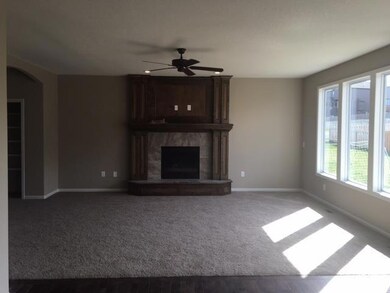 Great room with gas fireplace.