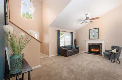 2 story great room with fireplace