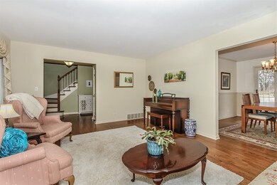 Huge living room with beautiful hardwood floors!