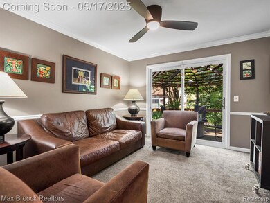 Living room with sliding glass door to deck.