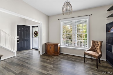 Entryway with stairs and LVP flooring