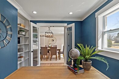 View of French doors from office