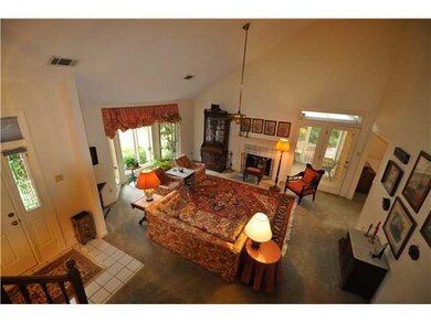 This view of the great room shows the bay window t