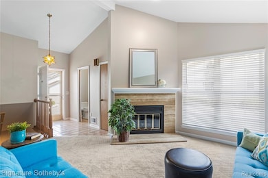 Vaulted ceiling in the living room