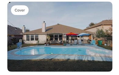 View of pool featuring a fenced in pool, a pergol