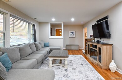 Living room featuring hardwood flooring