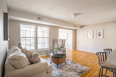 Large living room opens to kitchen and dining room