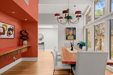 Dining space featuring light wood finished floors