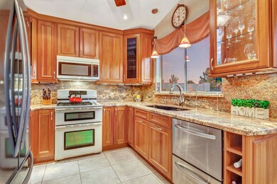 Custom cherry cabinets.