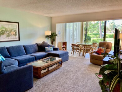 Living room with sliding doors to lanai.