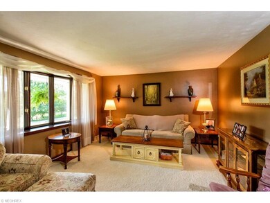 Living room with bay window.