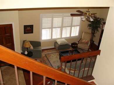 Looking down into living room