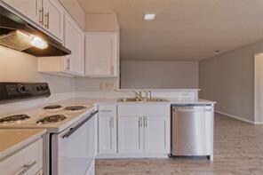 Kitchen with stainless steel dishwasher, a sink, 