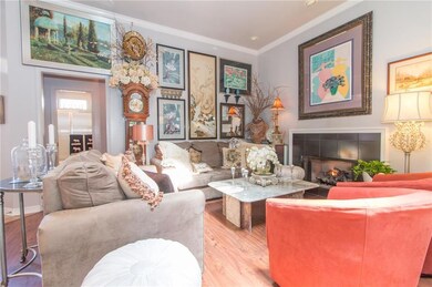 The cozy living room with the fire place make this