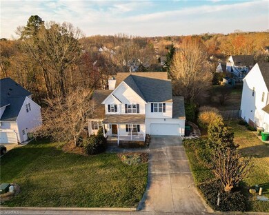 Drone photo of the front of the home