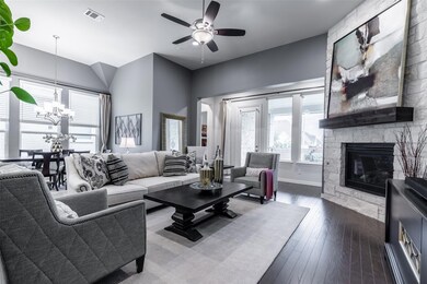 Living room featuring dark hardwood / wood-style f