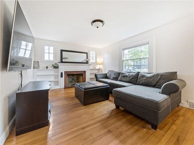 Living Room, HW Floors, Beautiful Built-in Bookcas