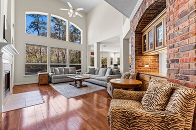 Family room with beautiful windows overlooking the