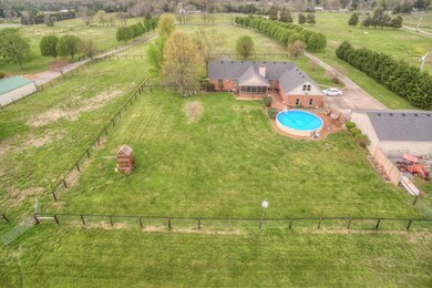 Here you can see an aerial with part of the back area of the property.
