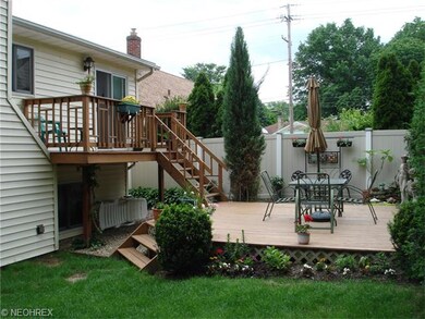 Beautifully landscaped yard with 2-tier deck, perf