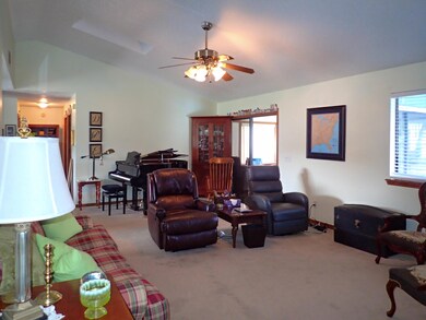 Great room with vaulted ceiling