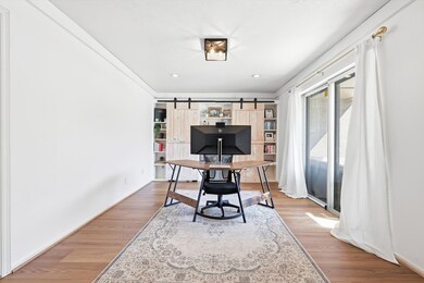 Perfect office with a decorative closet doors, offers plenty of space