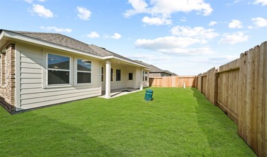 Covered patio in backyard