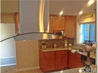 a view into thenewly remodeled kitchen