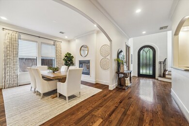 The dining room also has a gas fireplace and conne