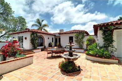 Secluded Courtyard with running fountain and large